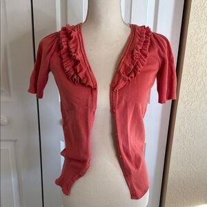 East 5th Coral Ruffle Cardigan